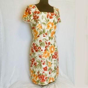 Liz Claiborne Dress Women’s 8 NWT Floral 100% Silk Short Sleeve Knee Length